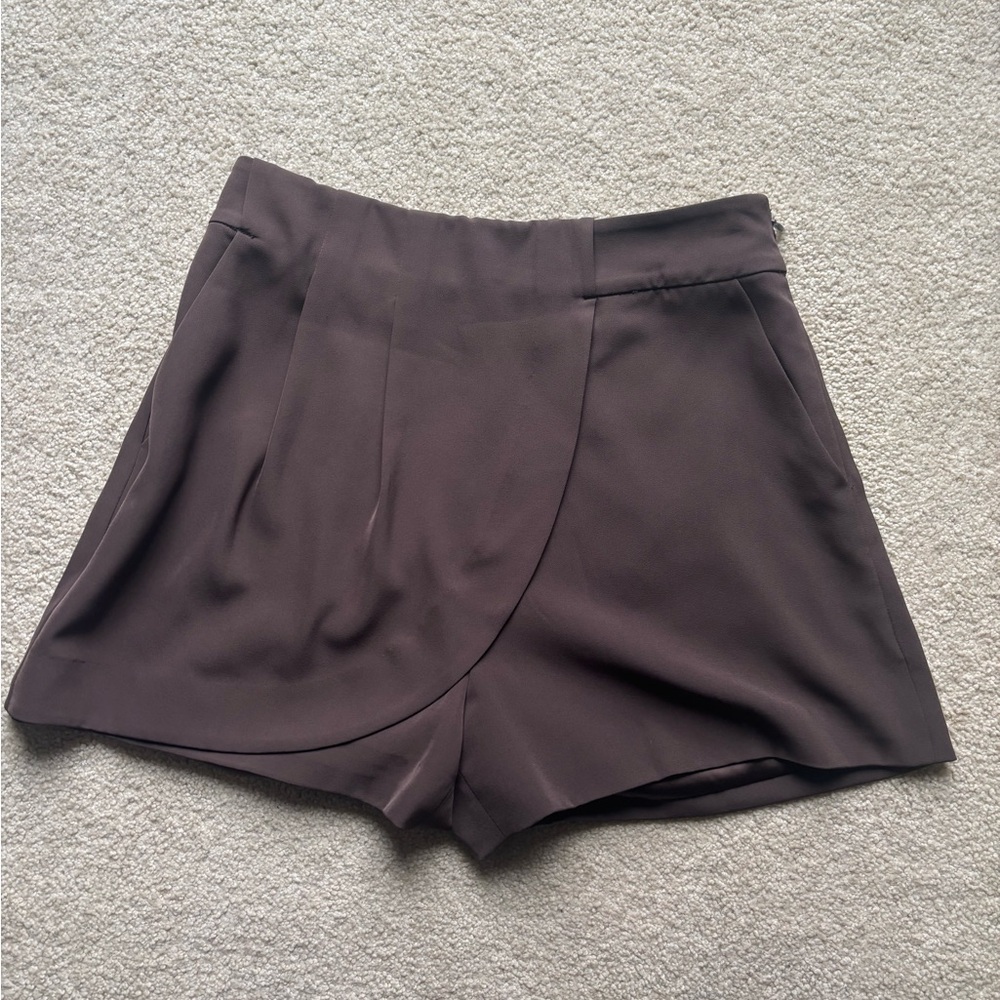 Guess By Marciano - Women's Dark Brown Tailored Wrap-Front Skort - Size 4 / M